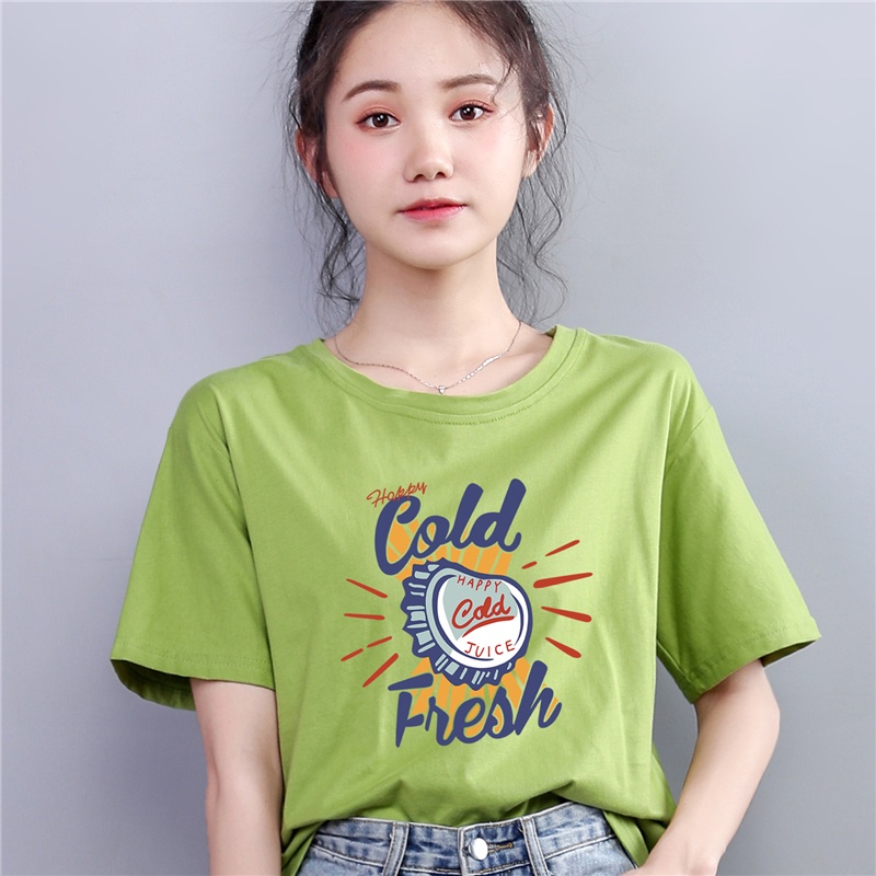 Áo Thun Tay Ngắn Màu Xanh Bơ Chất Liệu Cotton Thời Trang Mùa Hè Năm 2021 Cho Nữ