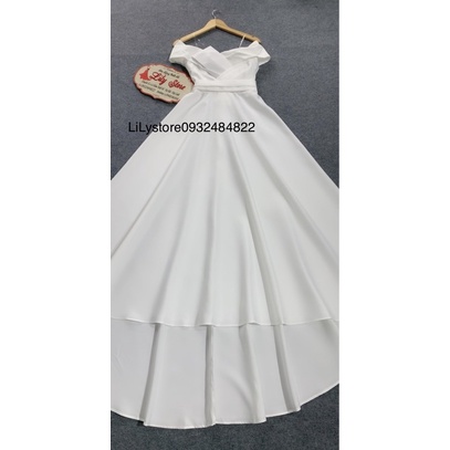 ĐẦM CÔ DÂU BẸT VAI  XẾP LY BO EO full size S/M/L/XL ( ẢNH VÀ VIDEO DO CHỦ SHOP TỰ CHỤP 10000%)