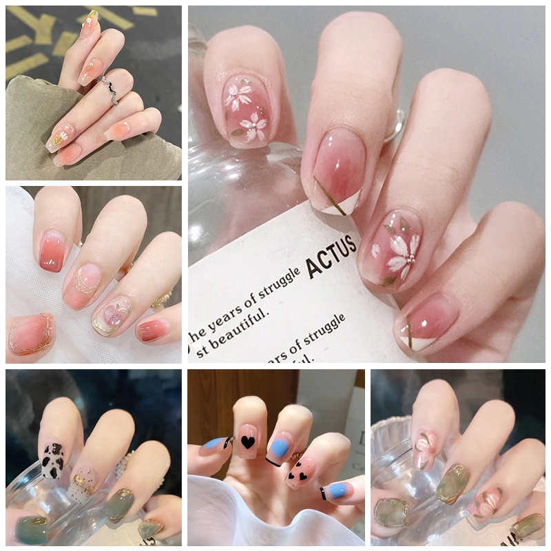 Bộ Móng Tay Giả R501-R550 Trang Trí Hoa Hồng Xinh Xắn
