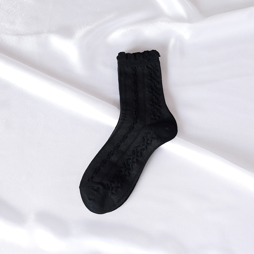 woman simple Cute Summer Thin Trendy Black White Socks Breathable Comfortable Cotton Tube Stockings