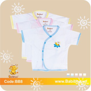 Áo cổ tim viền màu tay ngắn BABIBOO