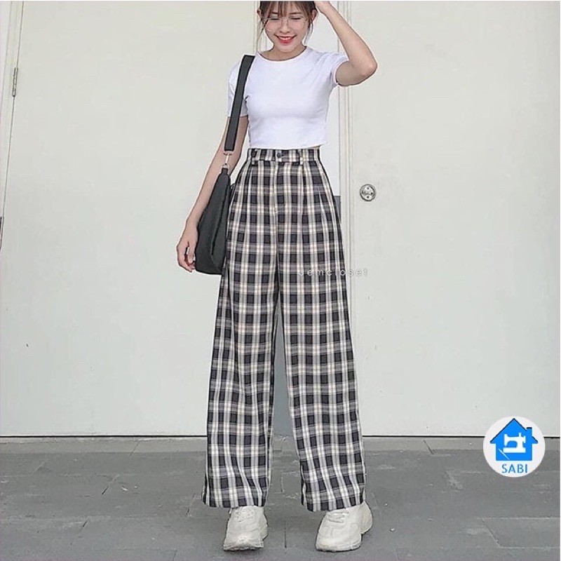 Quần culottes ống suông, ống rộng kẻ cạp trước