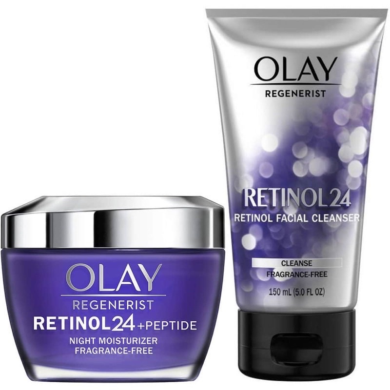 Set kem dưỡng và sữa rửa mặt Olay Regenerist Retinol 24 +Peptide Moisturizer 48g + Cleanser 150ml