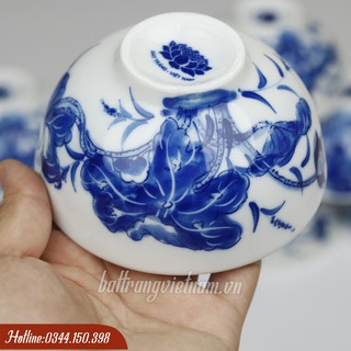Bộ bát cơm Bát Tràng men lam khử cao cấp