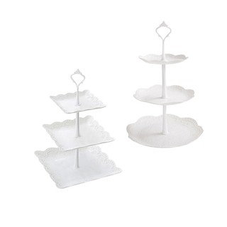 Khay trưng bày bánh hình tháp 3 tầng bằng nhựa tiện dụng