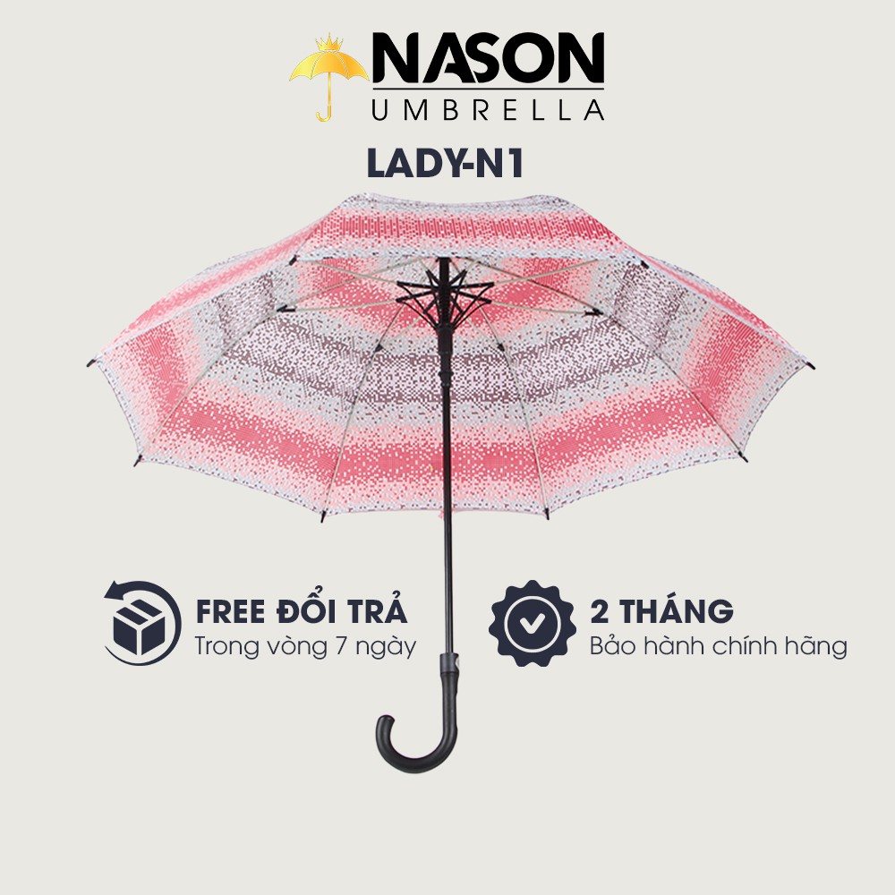 Ô thẳng thời trang cho nữ Nason Umbrella Lady-N1 tay cầm móc câu chắc chắn, vải siêu chống thầm nước, hợp thời trang