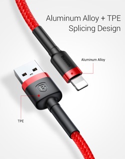 Cáp Lightning sạc nhanh Baseus Cafule Lightning cho iPhone/ iPad 2.4A