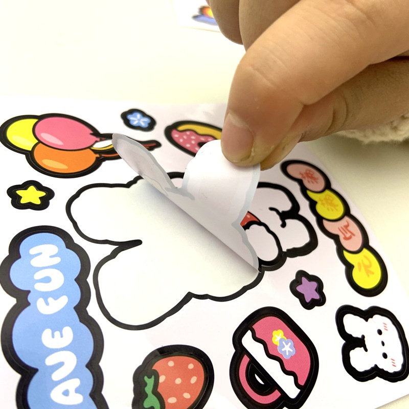 Combo 3 hình dán sticker cute chống thấm nước gấu béo dễ thương dán mũ bảo hiểm xe laptop vali sổ bình nước