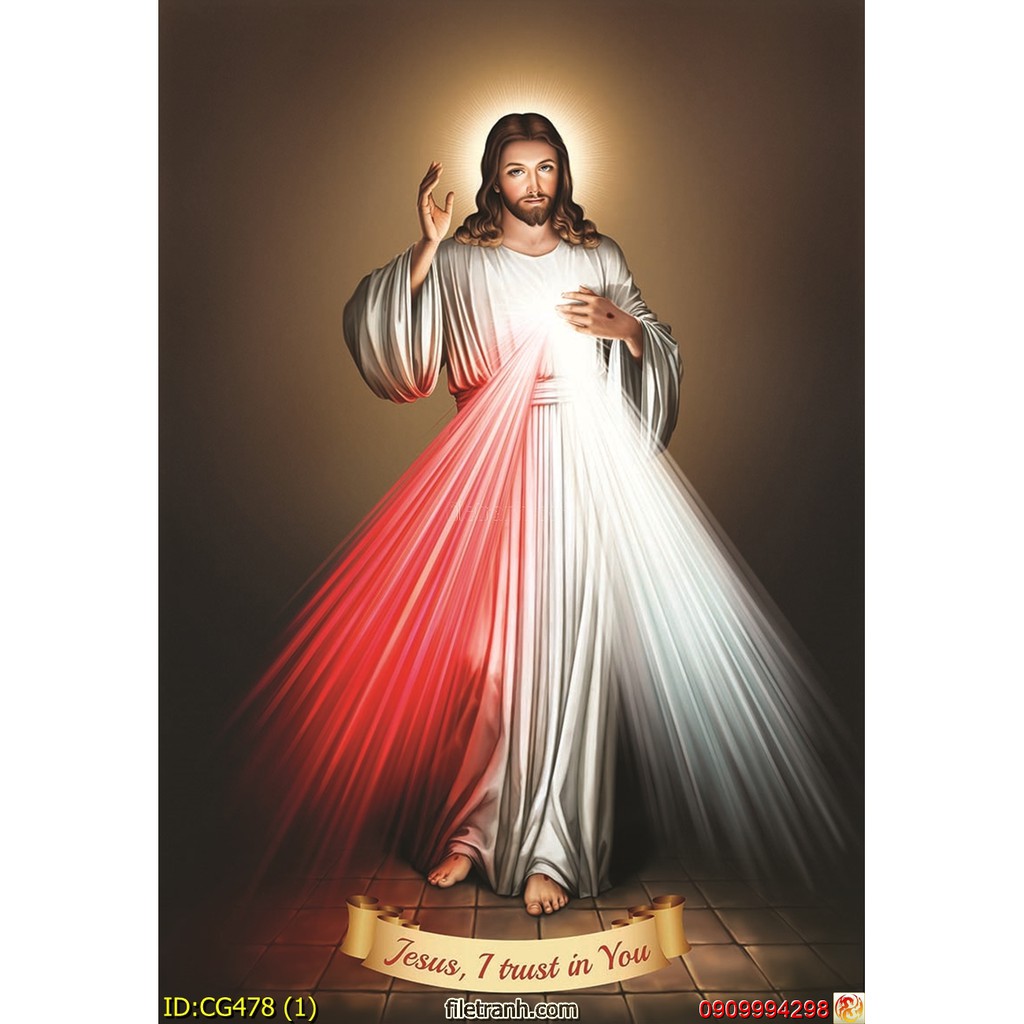 Tranh dán tường 3d hình Chúa Jesus, Hình Đức Mẹ Maria