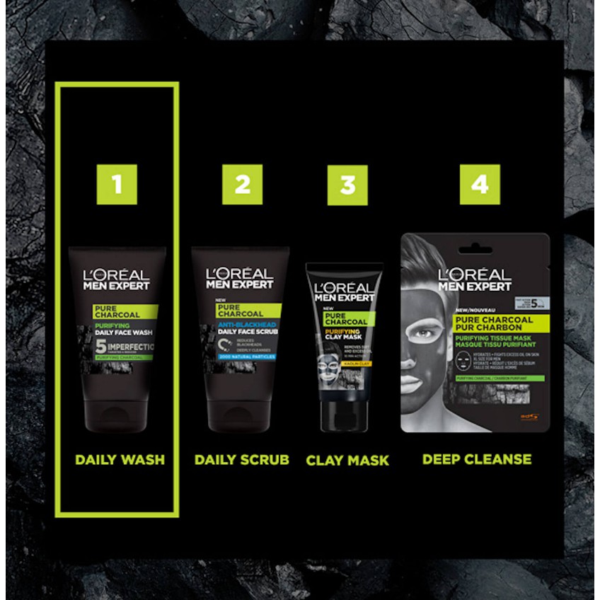 Sữa rửa mặt 5 tác động L'Oreal Men Expert Pure Charcoal  Purifying Daily Face Wash 100ml
