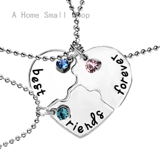 Bộ 3 Vòng cổ hợp kim mặt hình trái tim khắc chữ Best Friends Forever