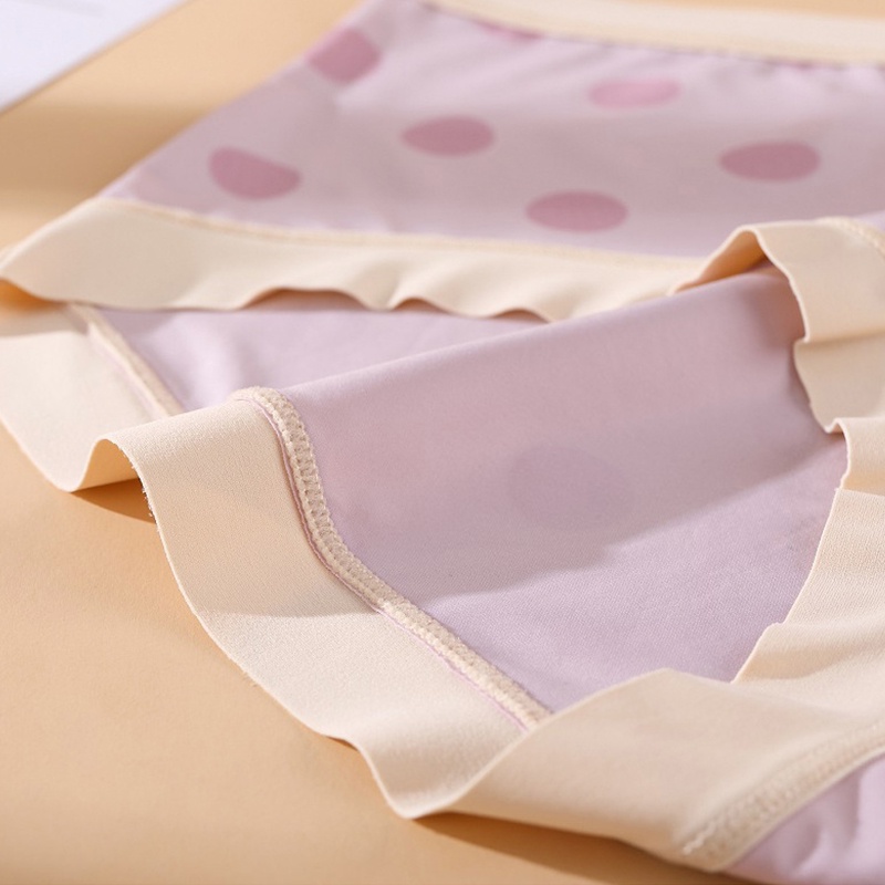 Quần lót ZXYOUPING vải lụa lạnh mềm mại không đường may thoáng khí họa tiết chấm bi dễ thương size XL-3XL cho nữ