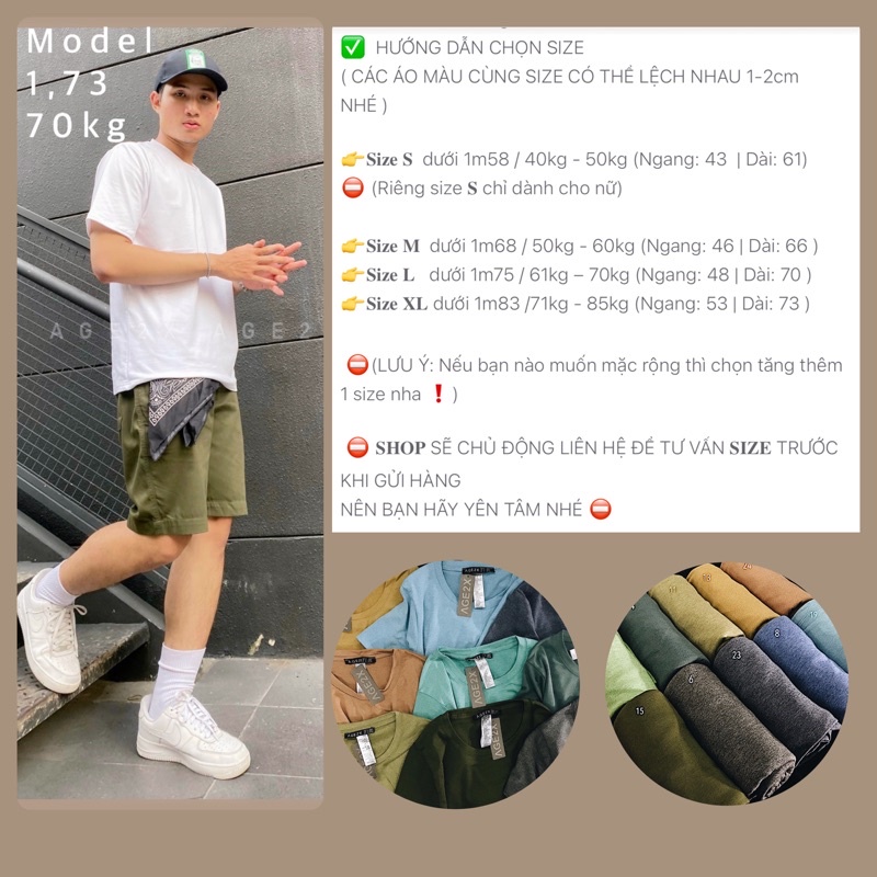 TOP 10 Màu Áo Thun Trơn Nam chất thun 83%cotton 4 chiều 225gsm