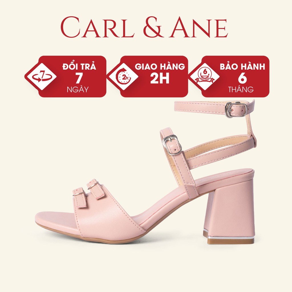 Carl & Ane - Giày sandal nữ quai ngang mảnh cao 6cm màu hồng _ CS006