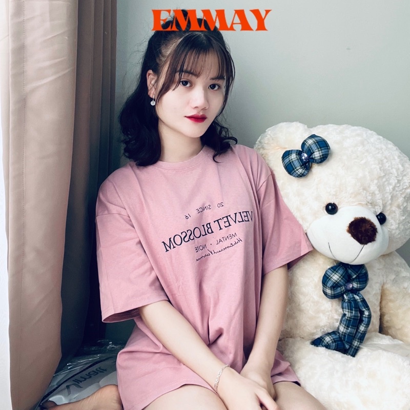 Áo phông 3158, áo thun nữ form rộng cotton oversize CHỮ VELVET freesize<65kg