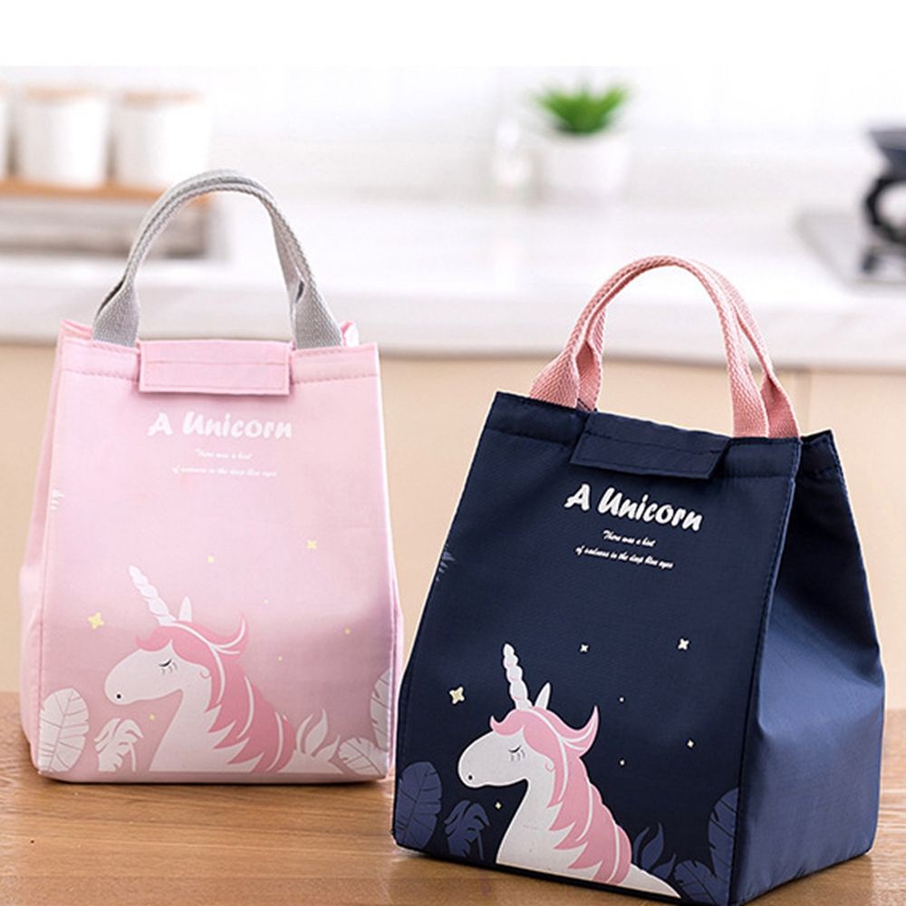 Túi đựng hộp cơm trưa bằng vải oxford cách nhiệt chống thấm nước in hình dễ thương dành cho học sinh ngoài trời