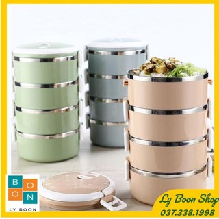 Hộp đựng cơm giữ nhiệt 4 tầng lúa mạch