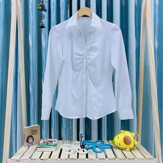Sơ mi Nhật Glacier trắng nhún ngực sz L
