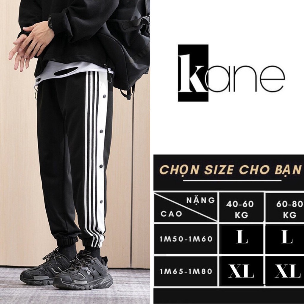 Quần Jogger nam ống rộng 3 sọc có cúc KANE, Thiết kế đẹp mắt, Phong cách trẻ trung