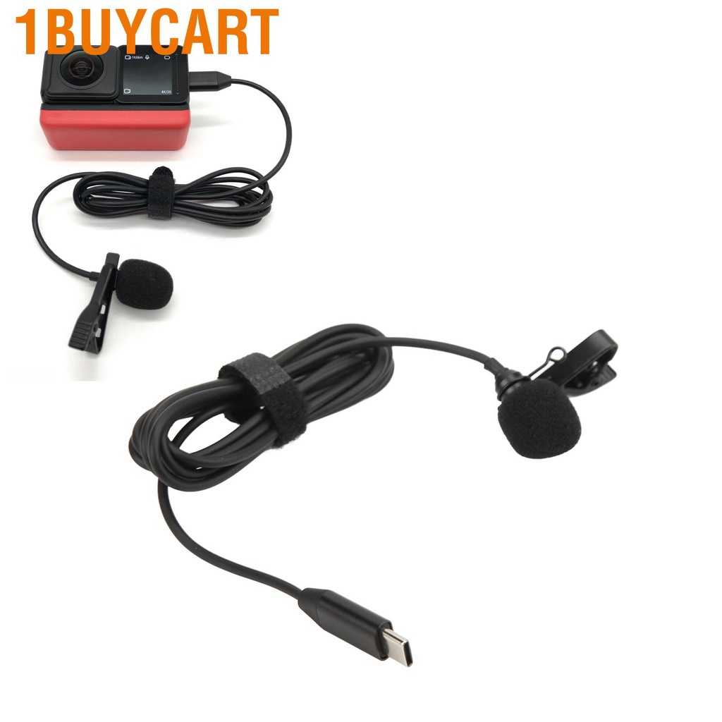 1buycart Type C Lavalier Microphone Hifi Sound Noise Cancelling Clip On Lapel Omnidirectional Mic for Insta360 ONE X2