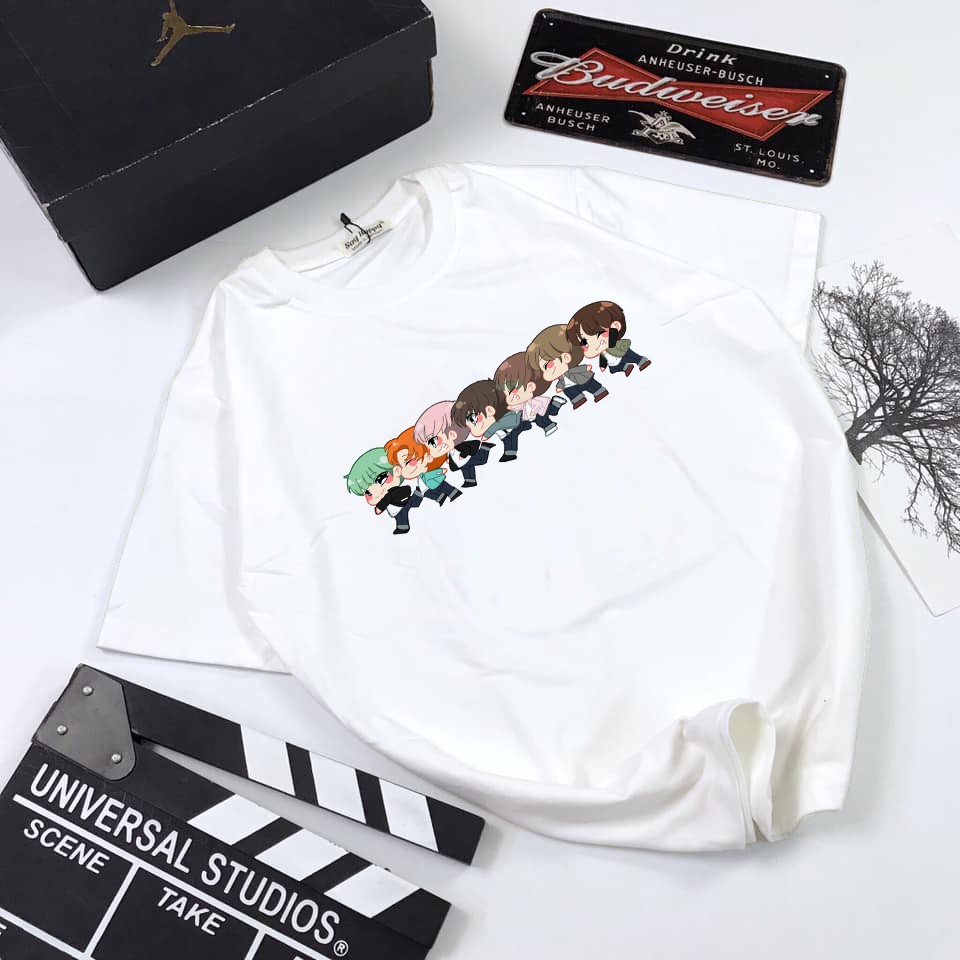 Áo thun Cotton Unisex - Fan BTS Hàn Quốc - K-Pop - Chibi - BTS chibi nối đuôi