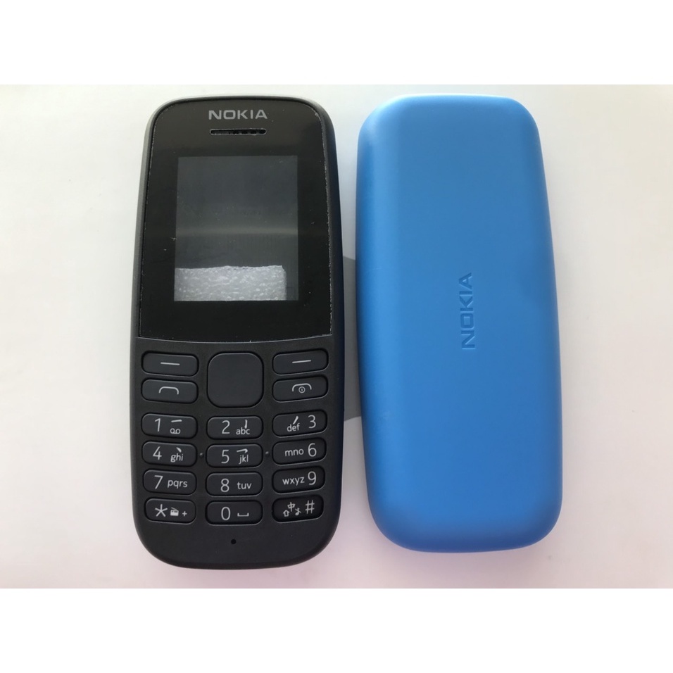 vỏ nokia 105 năm 2019, vỏ đời mới nhất, có 2 màu xanh đen