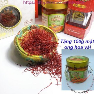 Saffron Nhụy Hoa Nghệ Tây Chính Hãng hộp 1gr-" Tặng 150gr mật ong hoa vải" thơm ngon