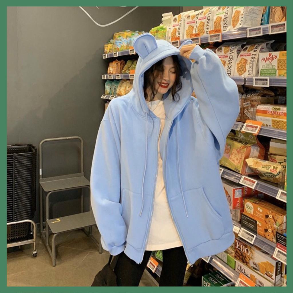 Áo Khoác Hoodie Zip Trơn Tai Thỏ Dễ Thương - La mode | BigBuy360 - bigbuy360.vn