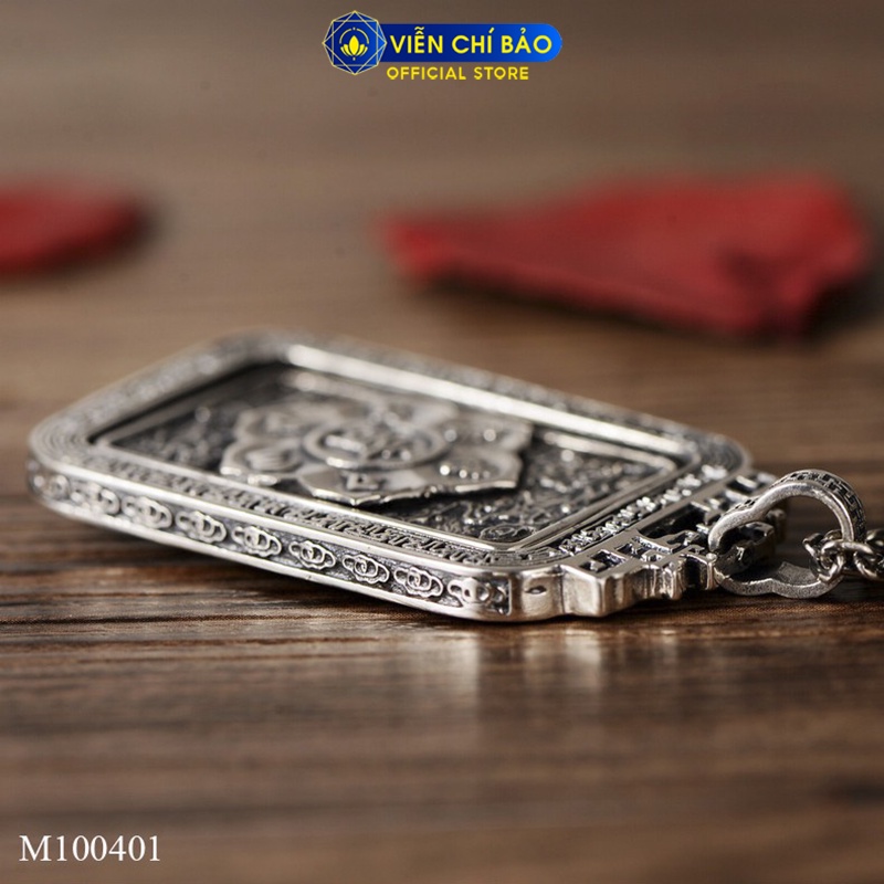 Mặt dây chuyền bạc nam Lục Tự Đại Minh Chân Ngôn xoay 360 độ chất liệu bạc Thái 925 thương hiệu Viễn Chí Bảo M100401