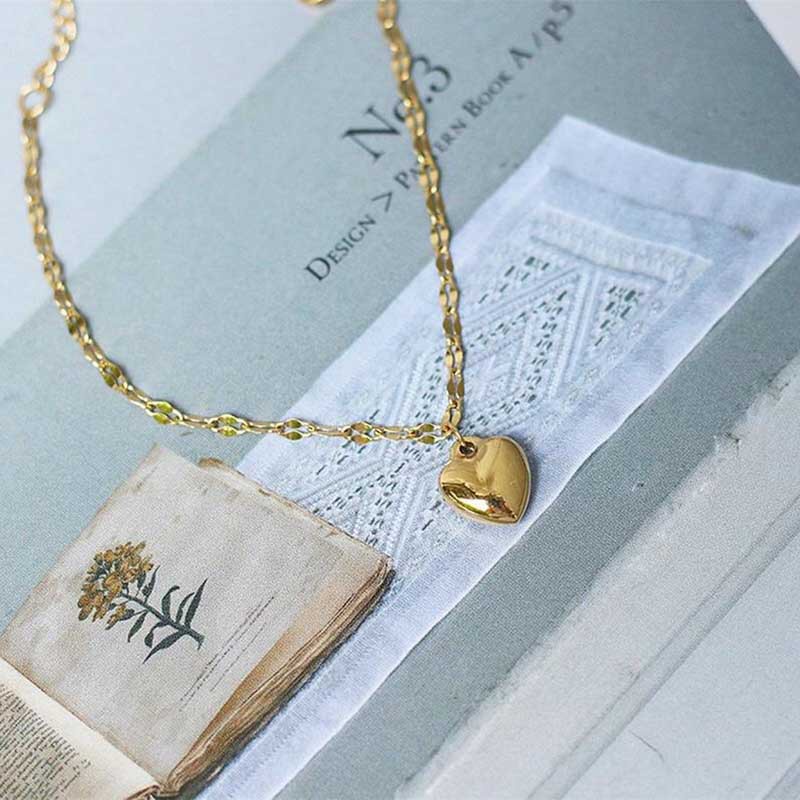 Vòng Tay Kim Loại Mỏng Mặt Trái Tim Màu Vàng Thời Trang Phong Cách Hàn Quốc