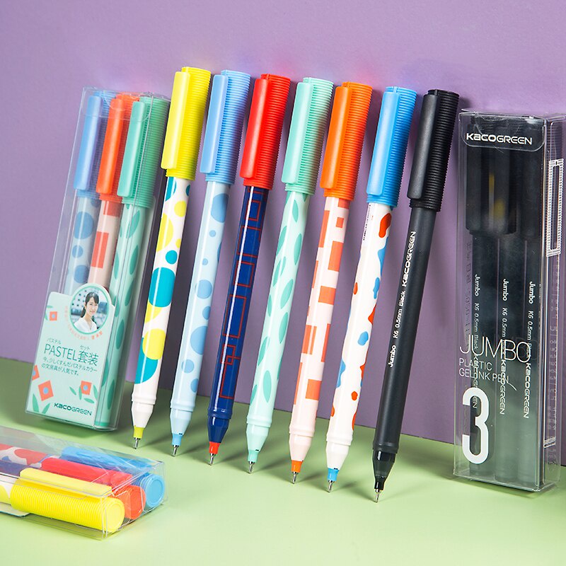 Set 3 bút bi mực gel Kaco độ dài viết 1600m tiện dụng cho trường học/văn phòng