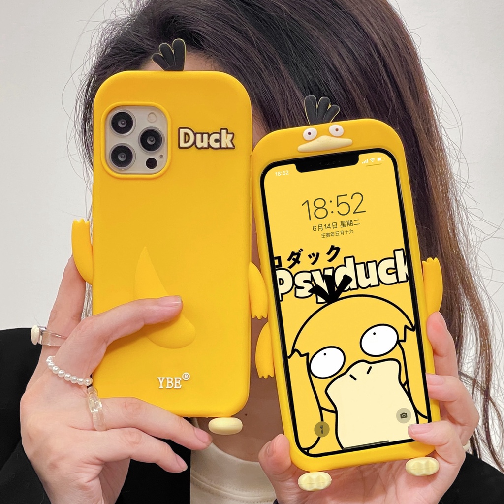 Ốp Điện Thoại Silicon Mềm Hình Psyduck 3D Cho Iphone 14 pro max 14 plus 13 pro max 12 pro max 11 pro max xs max xr x 7 8 6 6s plus