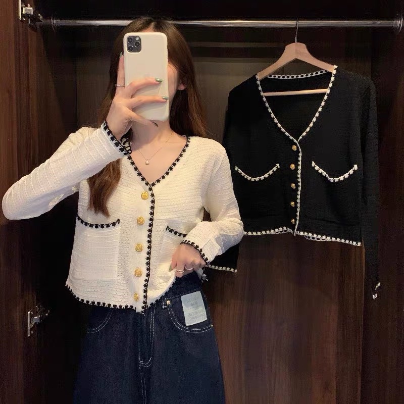 Áo cadigan len dài tay cổ v chất mongtogi