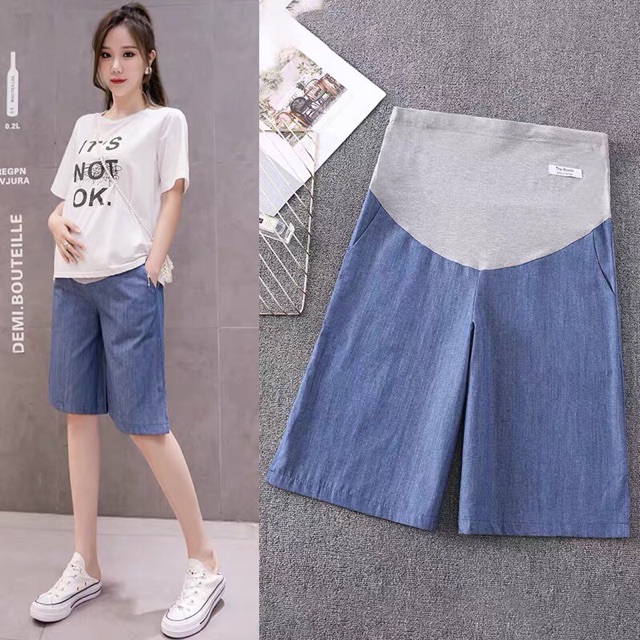 Quần short lửng jeans mỏng cho mẹ bầu(sẵn 1 số size)