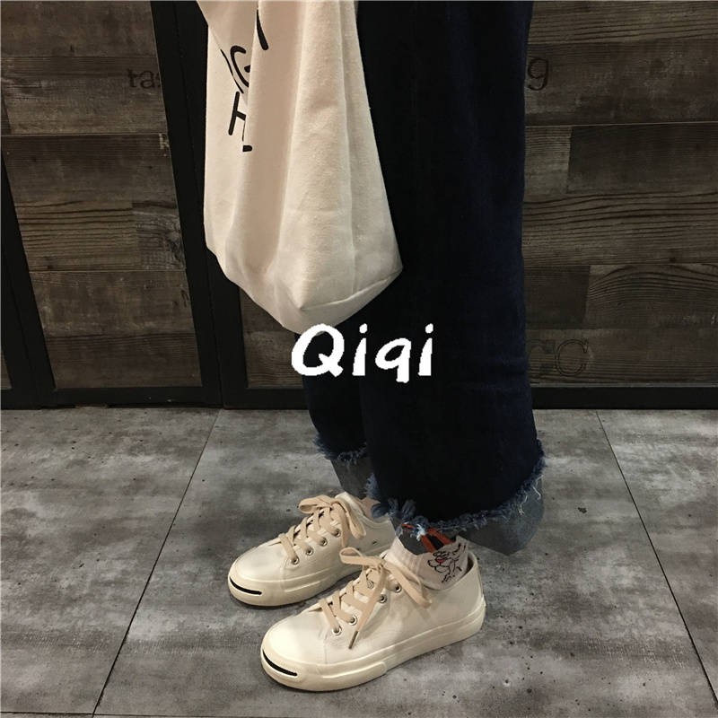 Giày Thể Thao Canvas Màu Đen Phong Cách Harajuku Hàn Quốc Cho Nữ