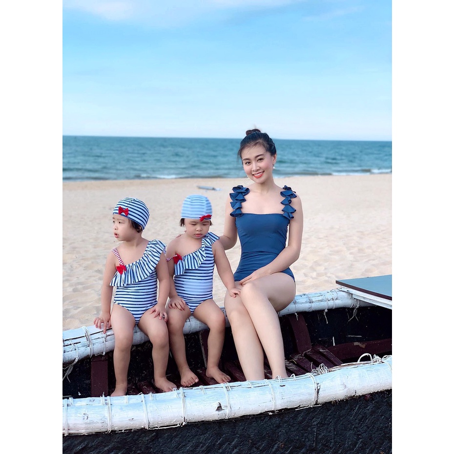 Size 62kg, bộ bơi đồ bơi bikini liền một mảnh bèo vai đi biển siêu xinh phong cách hàn quốc dạng liền gọn tôn dáng