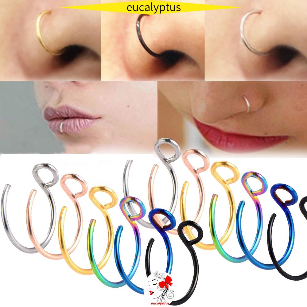 Khuyên Mũi Dạng Xỏ Không Xỏ Nhiều Màu Sắc Bằng Thép Không Gỉ Thời Trang Cho Nữ|1 Cái
