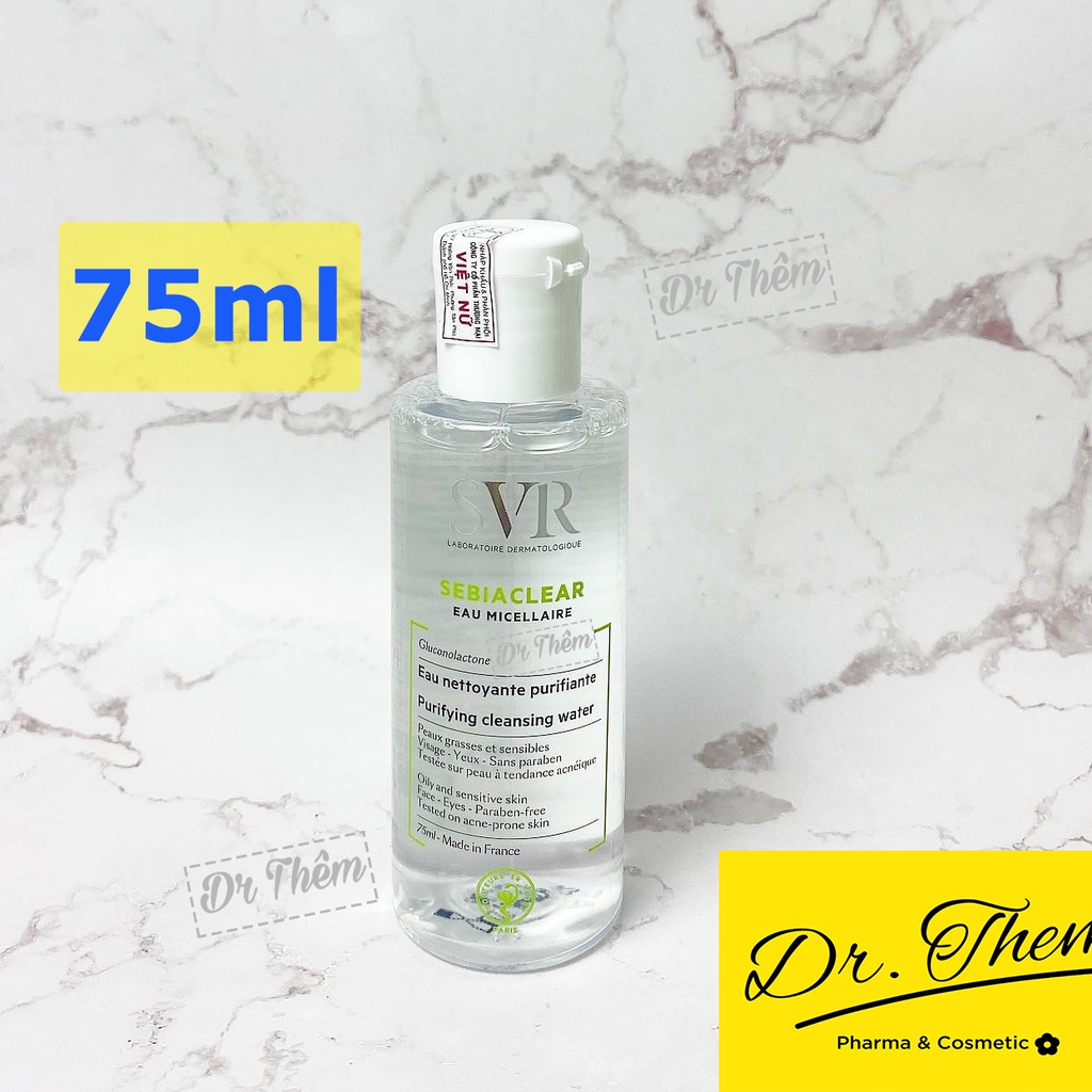 ✅[CHÍNH HÃNG] Nước Tẩy Trang SVR SEBIACLEAR Eau Micellaire 75ml - 400ml - Nước Làm Sạch và Giúp Loại Bỏ Dầu Cho Da Mụn