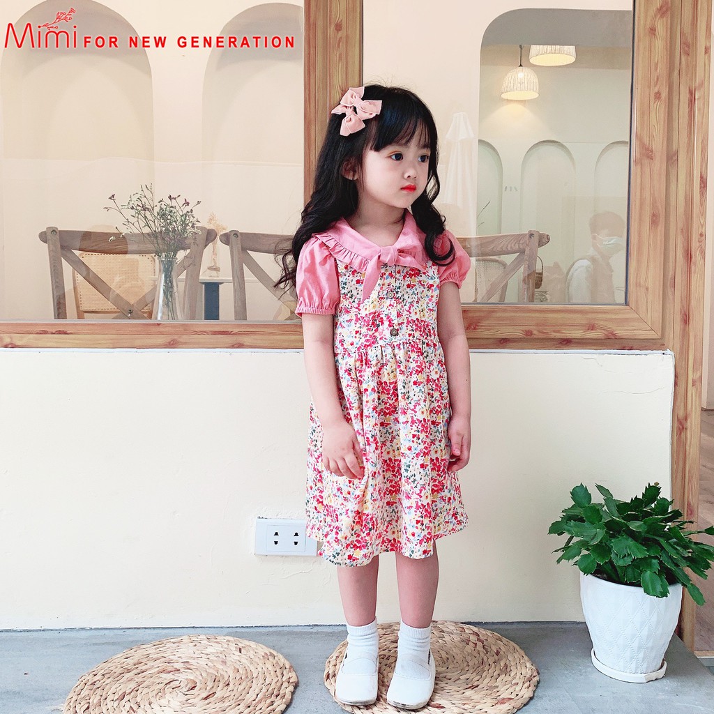 Váy hoa babydoll bé gái chất liệu tơ hàn cao cấp mềm mịn - Mẫu đầm bé gái hoạ tiết hoa nhí sang trọng đồ đi biển cho bé