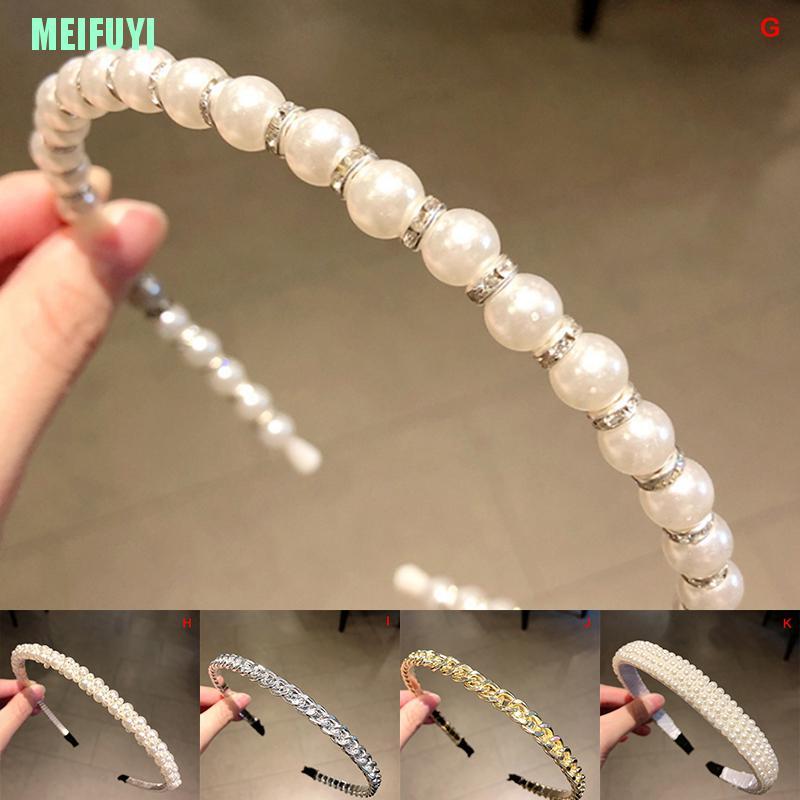 Băng Đô Cài Tóc Đính Ngọc Trai Đơn Giản Cho Nữ