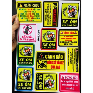 DDXM-V10-40 - STICKER CẢNH BÁO DÁN NÓN BẢO HIỂM, DÁN XE MÁY, ÔTÔ,... HÌNH DÁN TRANG TRÍ