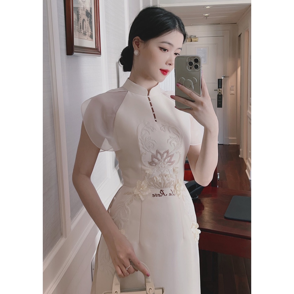 Áo dài cách tân La Rose vải Tafta cao câp MS07 .