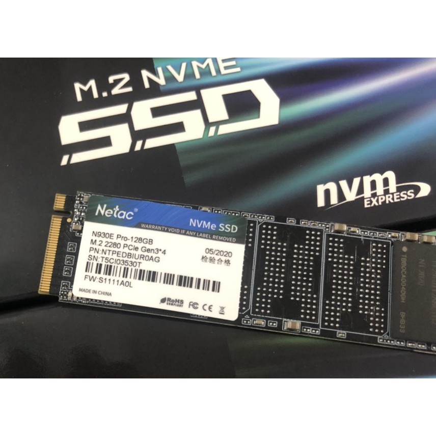 SSD Netac 128GB M.2 2280 NVMe PCIe N930E Pro Gen3*4 Chính Hãng Dùng Cho Laptop PC - Bảo hành 36 tháng 1 đổi 1 | BigBuy360 - bigbuy360.vn