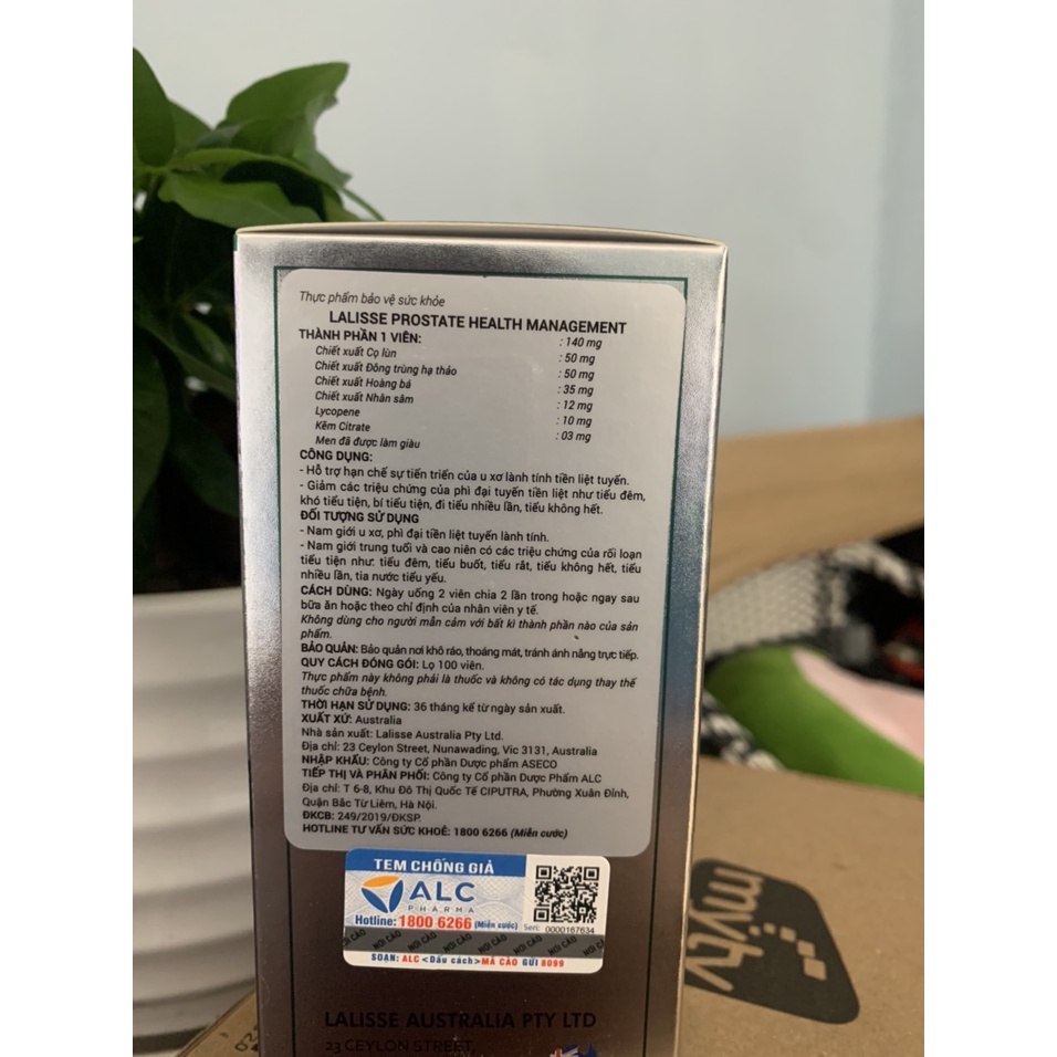 Viên uống hỗ trợ chức năng tuyến tiền liệt Lalisse Prostate Management của Úc 100 viên