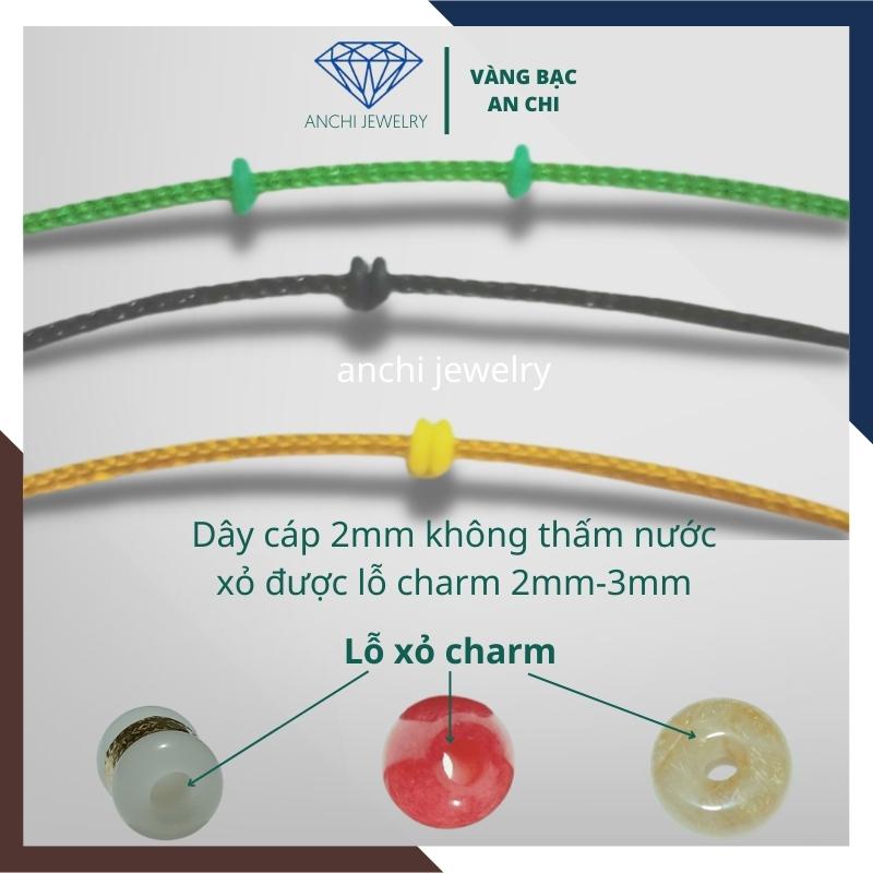 Vòng tay dây cáp đeo charm / lu thống phong thuỷ size 2mm - mẫu Chữ O. Anchi jewelry
