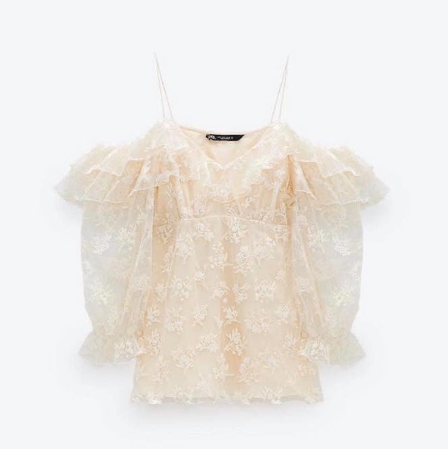 Áo 2 dây ren thêu nổi - authentic