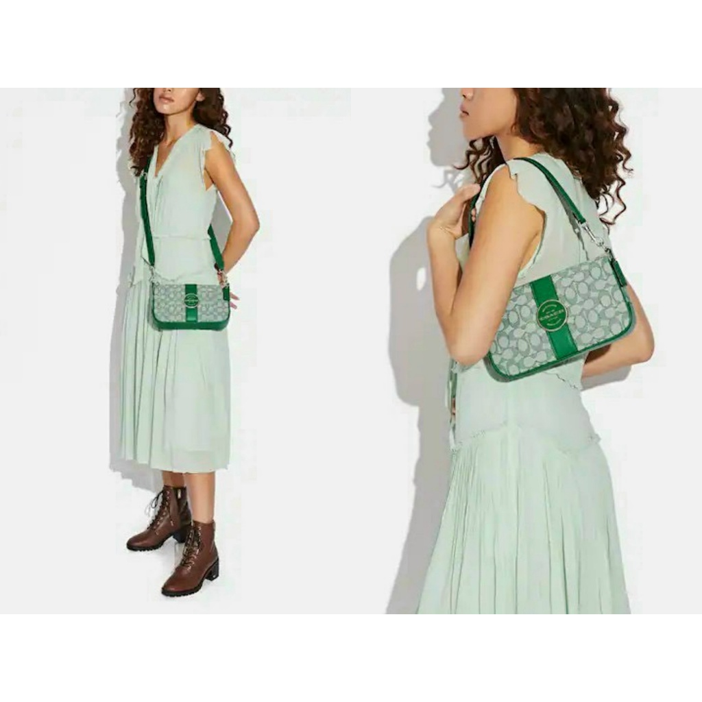 Túi kẹp nách 𝘊𝘰𝘢𝘤𝘩 kèm dây đeo chéo nhiều màu size 23cm