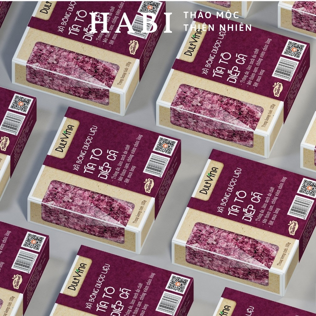 Xà phòng thảo dược Tía Tô Diếp Cá, xà bông cục trắng da, ngừa mụn 100g Dulivina | BigBuy360 - bigbuy360.vn