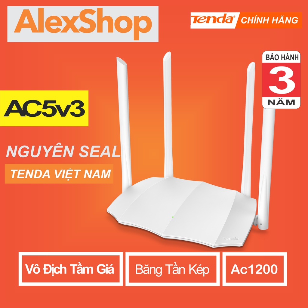 Tenda AC5v3 Thiết Bị Phát Wifi AC1200M Băng Tần Kép 2.4G và 5G