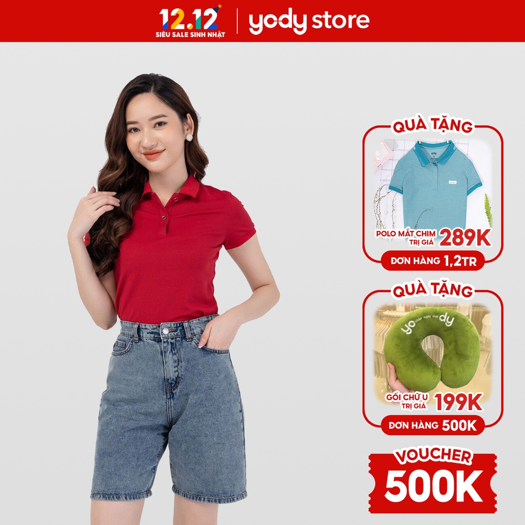 Áo Polo Nữ Cà Phê Bo Trơn Thương Hiệu YODY - APN4388